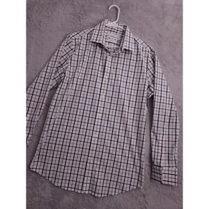 Mizzen Main Shirt Mens Medium Trim Fit Leeward Performance Stretch Blue Gray